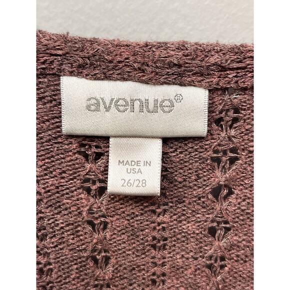 Avenue Sweater Woman’s 26/28 Mauve Floral Mixed Media Pullover Scoop Neck - Picture 4 of 7